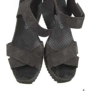 Pedro Garcia Dark Gray Sandals with Perforated Strap, size 8.5